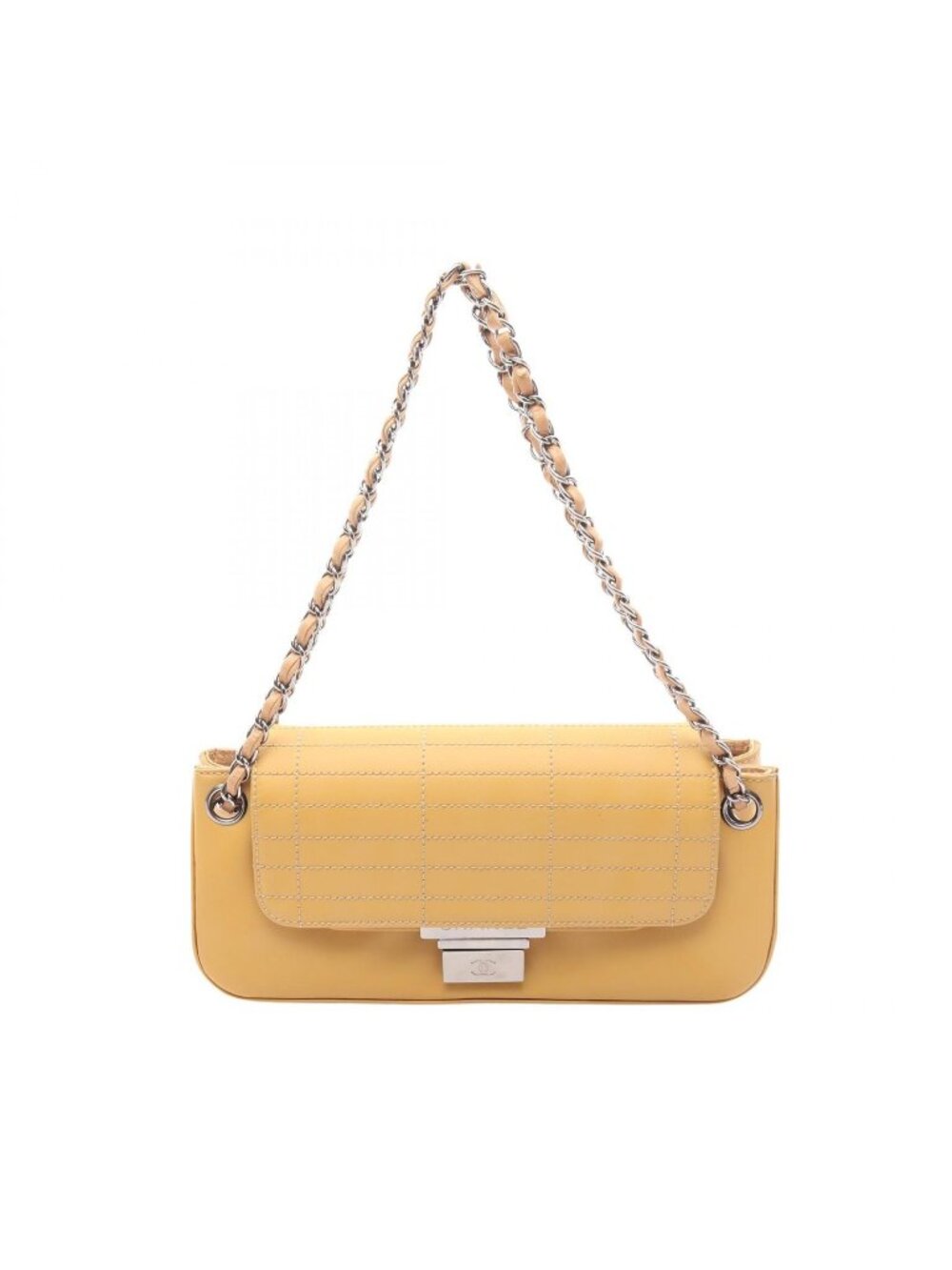 Chanel Shoulder Bag CC Logo Yellow Leather Chain